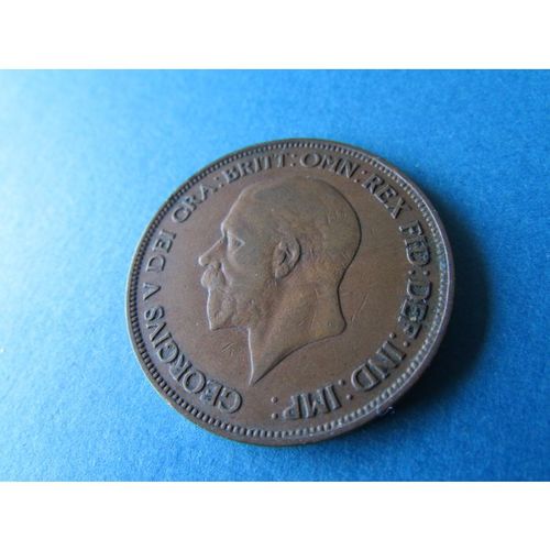 1935 GEORGE V ONE PENNY FREE POST COIN - 4. T