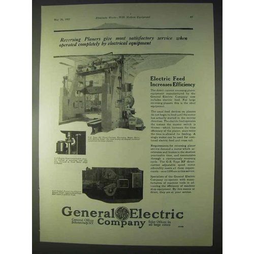 1922 G.E. Direct-Current Reversing Planer Ad