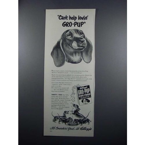 1949 Kellogg's Gro-Pup Dog Food Ad - Can't Help