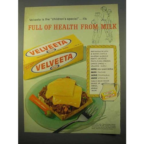 1963 Kraft Velveeta Cheese Ad, Full of Health from Milk