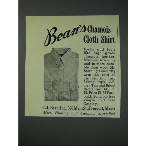 1963 L.L. Bean Chamois Cloth Shirt Ad