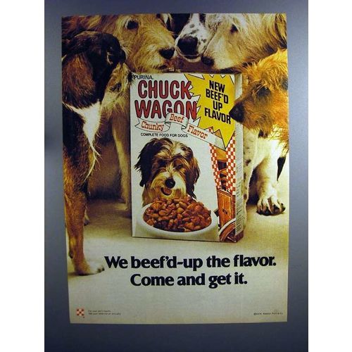 1975 Chuck Wagon Chunky Beef Flavor Dog Food Ad!