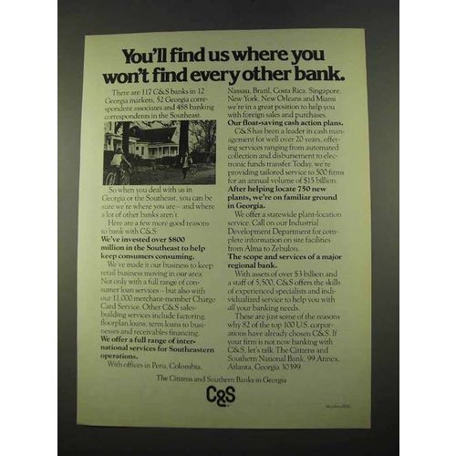1975 Citizens and Southern Banks in Georgia Ad