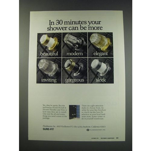 1991 Sure-Fit Tub & Shower Handles Ad - In 30 minutes your shower can be