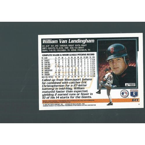 1995 Topps San Francisco Giants William Van Landingham 611