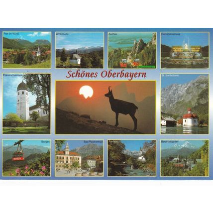 Schones Oberbayen Germany Multiview Postcard posted VGC