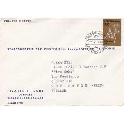 Netherlands 1962 State post & Telegraph office Gravenhage-Orpington UK Cover VGC