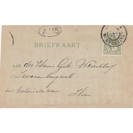 Netherlands 1903 Amsterdam to Hien Postcard Amsterdam cancel written VGC