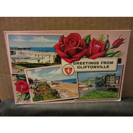 multiview CLIFTONVILLE, MARGATE, KENT used postcard by Elgate 1972 pm red rose =