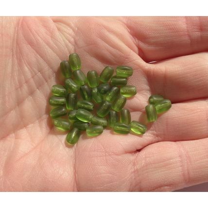 35 Olive Green Glass Rice Beads 6mmx3mm Crafting Crazy Quilts bd072