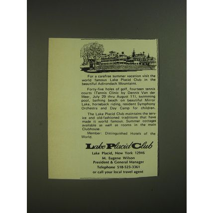 1974 Lake Placid Club Ad - For a carefree summer vacation
