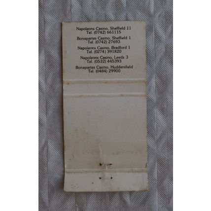 old Matchbook Cover- Napoleon Bonapartes Gaming Club