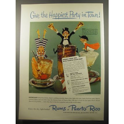 1950 Rums of Puerto Rico Ad - Give the happiest party in town!