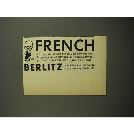 1954 Berlitz School of Languages Ad - French