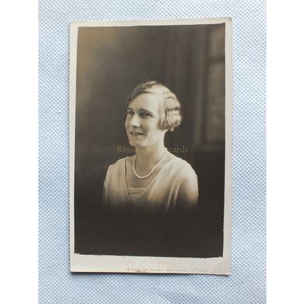 Young Lady With Pearl Necklace- Circa 1920s Photo Portrait