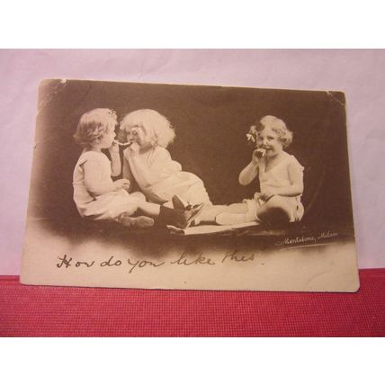 3 YOUNG GIRLS 'SMOKING' Montabone, Milan used antique postcard 1904 pm /