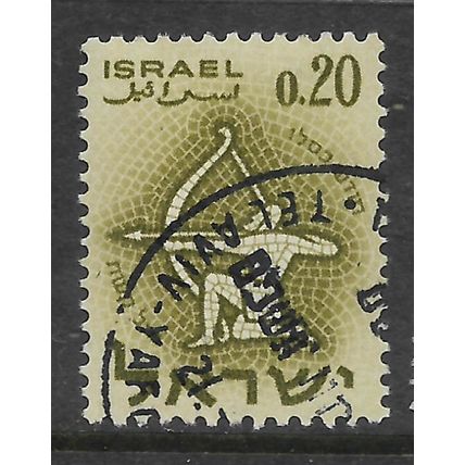ISRAEL 1961 SIGNS OF THE ZODIAC 20A OLIVE ARCHER SAGITTARIUS SG206 FINE USED#