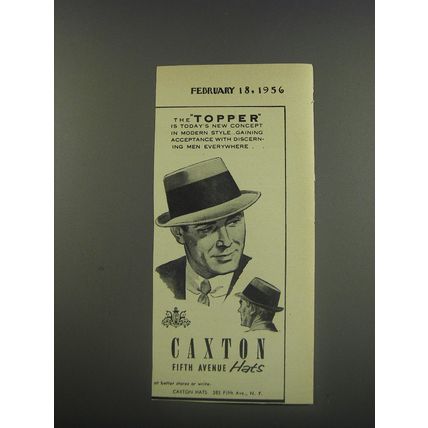 1956 Caxton Hats Ad - The Topper is today's new concept in Modern Style