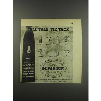 1956 Knize Tie-Tacs Advertisement - Tell-Tale tie-tacs