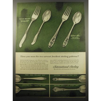 1955 International Sterling Silverware Ad - Silver Melody, Silver Iris Patterns
