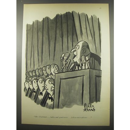 1956 Cartoon by Peter Arno - Mr. Chairman.. ladies and gentlemen