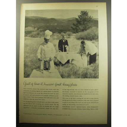 1957 Colorado Tourism Ad - Guest of honor at America's finest dining places