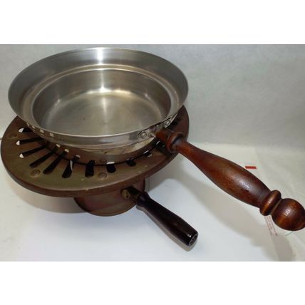 Excellent Rare Vintage Sterno Ware Fondue Heater CASSEROLE Warmer Copper & Brass