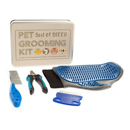 Pet Grooming Kit Cat & Dog in a Metal Tin 4 CM Gift Animals Fur Tidy Home Store