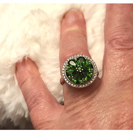 3ct Chrome Diopside Zircon Spinner Halo Ring Sz O Platinum Overlay 925 Silver