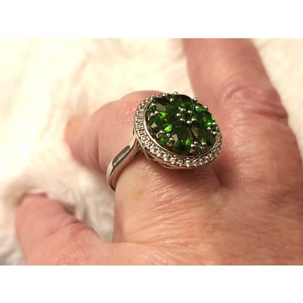 3ct Chrome Diopside Zircon Spinner Halo Ring Sz O Platinum Overlay 925 Silver