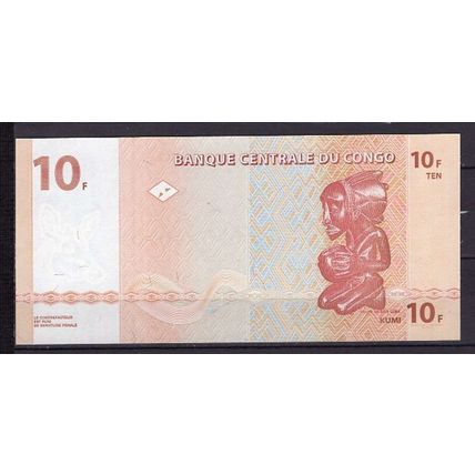 BILLET DE BANQUE CONGO DEMOCRATIQUE 10 FRANCS 2003 PICK 93 NEUF