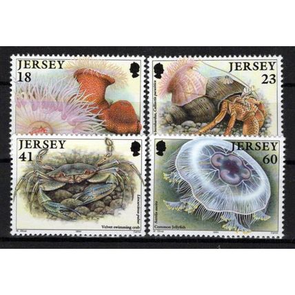 Jersey 681-684 MNH Marine Life Jellyfish Crabs ZAYIX 0524S0062
