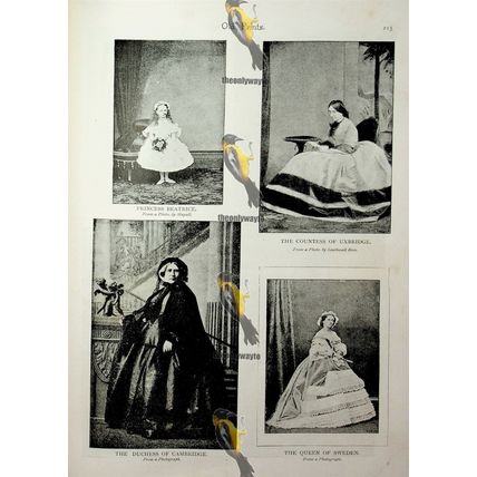 Queen Of Sweden, Princes Beatrice, Countess Uxbridge, Book Illustration, 1893