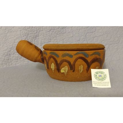 STONEWARE TERRACOTTA COVERED SOUP or CHILI BOWL SIGNED HALINA