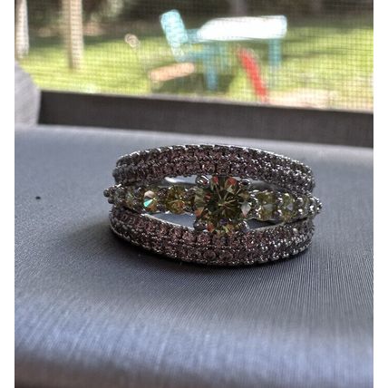 Ring Bomb Party Fashion Jewelry Radiant Green Gems W Accents Rhodium Pl Band Sz6