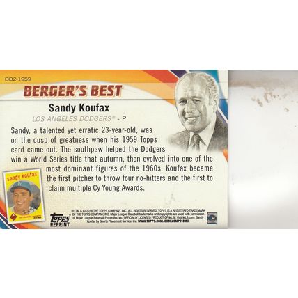 SANDY KOUFAX 2016 AUTOGRAPHED LOS ANGELES DODGERS HOF WORLD CHAMPION PITCHER