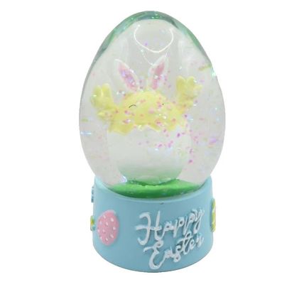 Easter Chick/Bunny Snow Globe Glass Happy Easter Blue Base 10.5 CM Gift Home