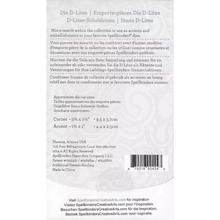 Spellbinders. Corners & Accents 2 Die Set. Die Cutting Cardmaking Scrapbooking