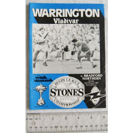1987 programme Warrington v. Bradford Northern, 8/2