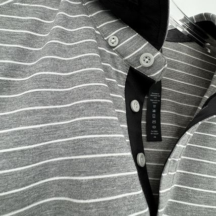 Men’s Lululemon Polo Shirt Size M Gray Striped - Excellent Pre-Owned Condition