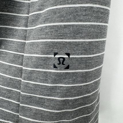 Men’s Lululemon Polo Shirt Size M Gray Striped - Excellent Pre-Owned Condition