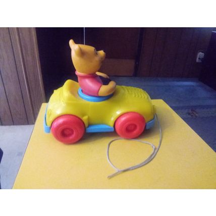 Old Vintage Kohner Walt Disney Winnie Pooh Pull Car Working Condition 1973