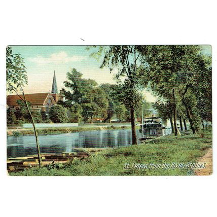 Middlesex postcard St Peters from the River Staines