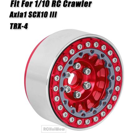 RC 1.9 Beadlock Wheels for 1/10 RC Crawler TRX4 Axia1 SCX10 SCX10 Iii,Alloy Alum