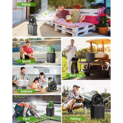 Ausic Portable Misting Fan - 9L Bucket, 10-Inch Outdoor Fans for Patios/Camping/