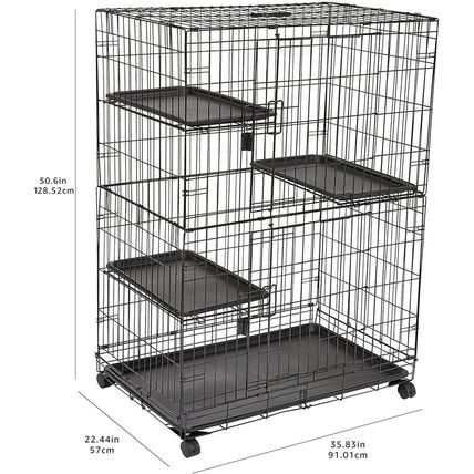 Amazon Basics Large 3-Tier Cat Durable,Pliable Cage Playpen Box Crate Kennel - 3