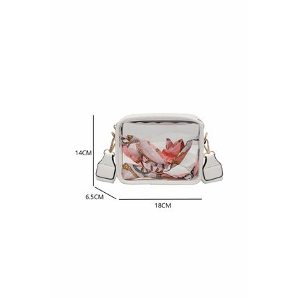 White Clear PVC Leather Strap Crossbody Bag