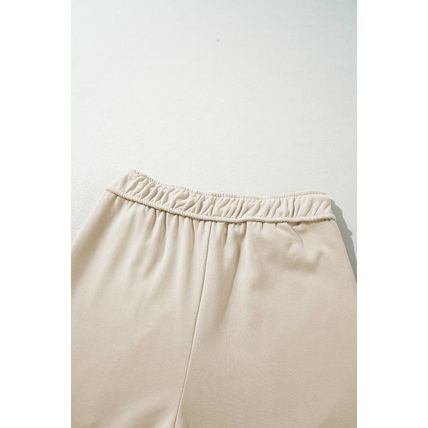 Apricot Loop Drawstring Casual Wide Leg Pants