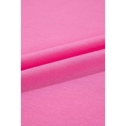Sachet Pink Bright Casual Plain Crew Neck Tee
