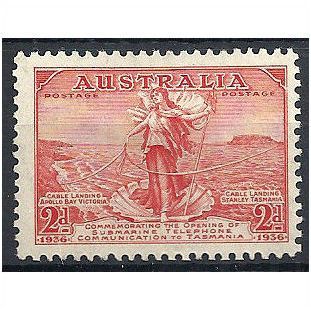 Australia 1936 SG159 2d Scarlet Submarine Telephones to Tasmania Mounted Mint.